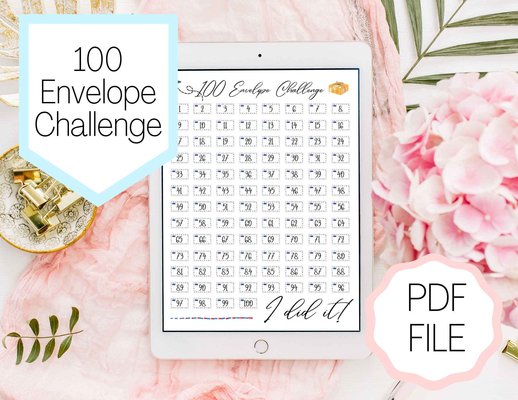 100 Envelope Savings Challenge: Printable Tracker & Centered Budget