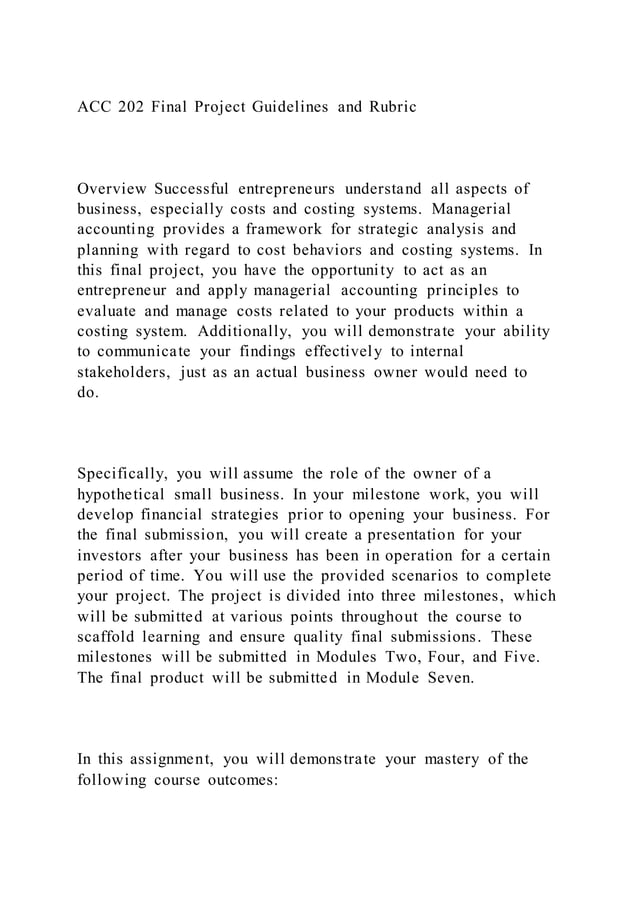 ACC 202 Module 7 Final Project: A Comprehensive Guide To Success