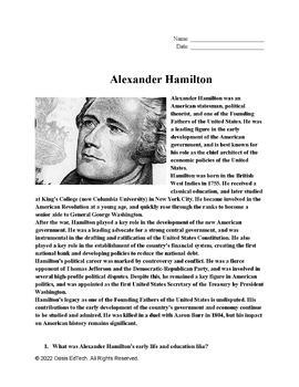 Alexander Hamilton: CommonLit Answers And Text Analysis
