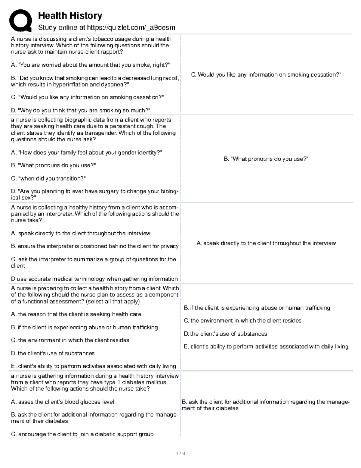 Chapter 24 Older Adult Health Assessment: Quizlet & Friends Timeline