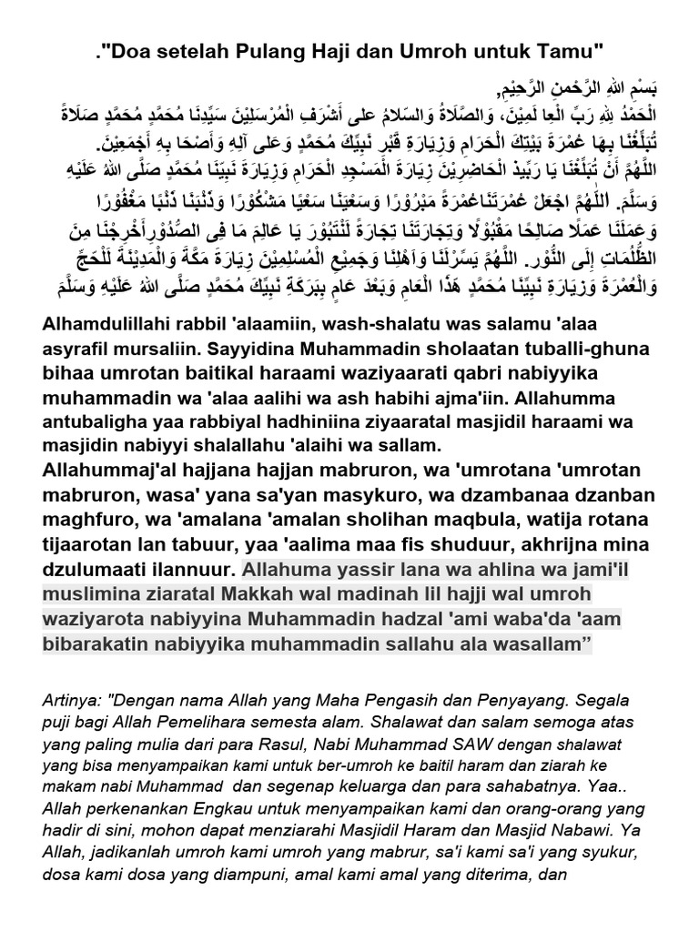 Doa Selamat Pulang Umroh: Ucapan Syukur Dan Doa Terbaik Untuk Tamu