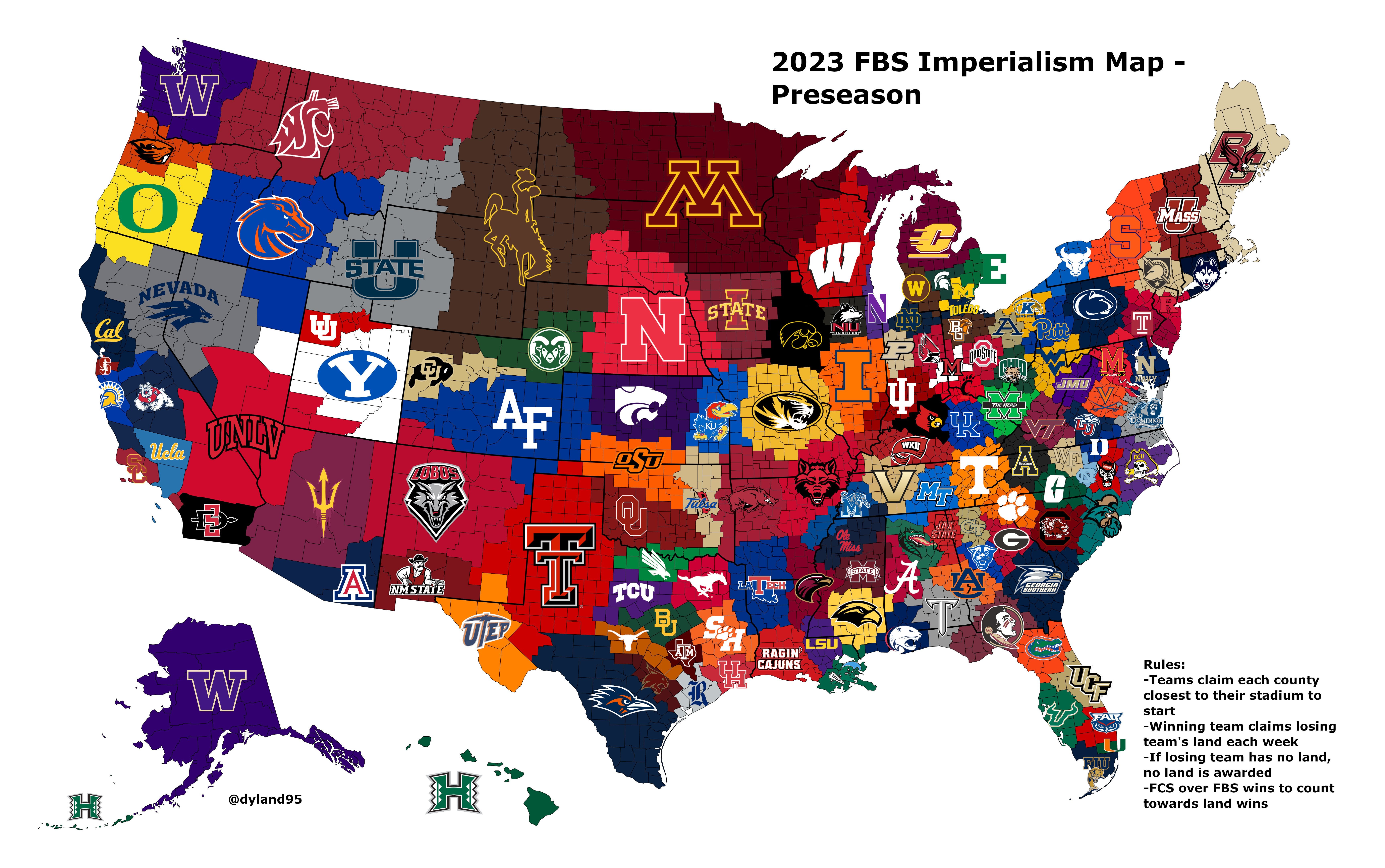 Interactive Editable Map: Visualizing College Football's Imperialistic Reach