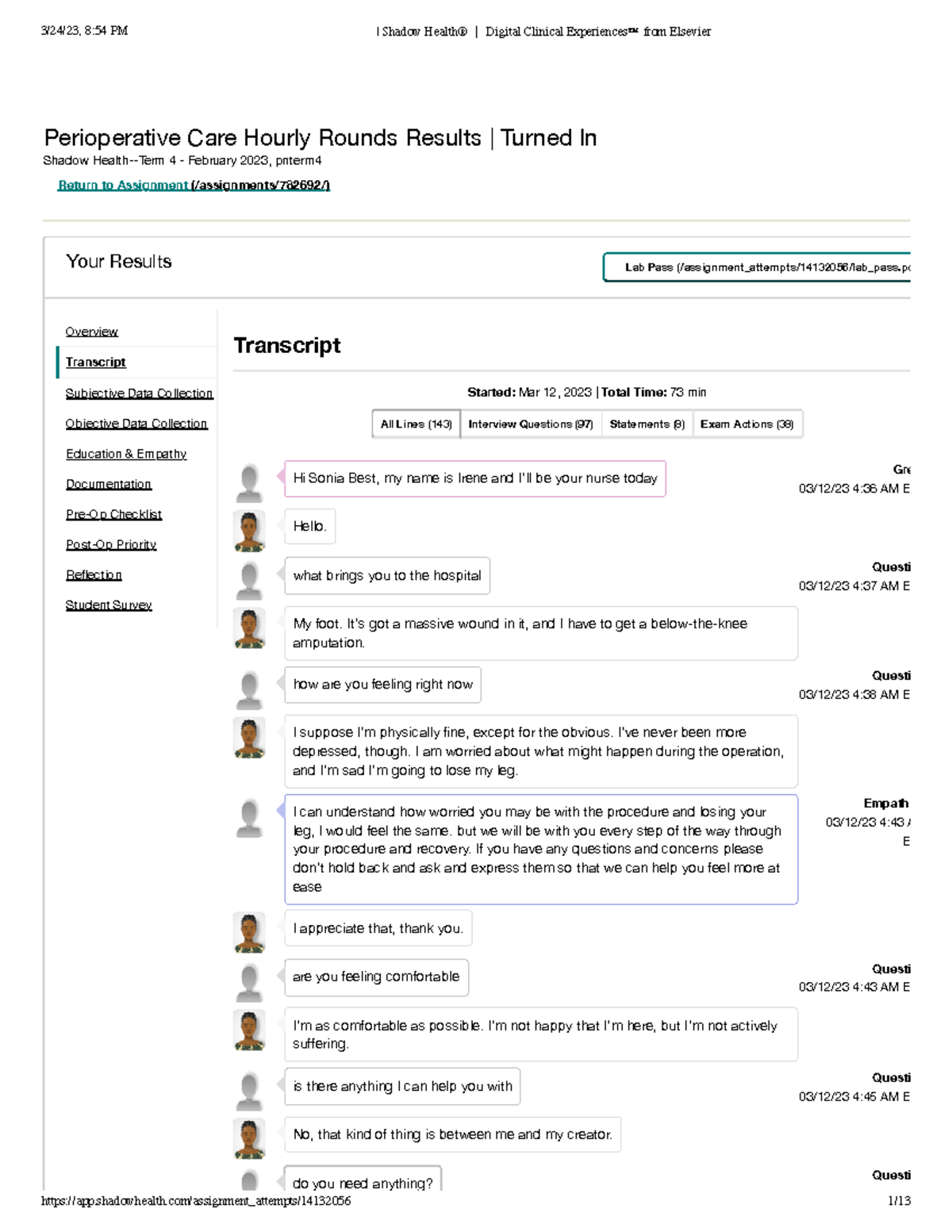 Mastering Perioperative Care: Hourly Rounds And Shadow Health Integration