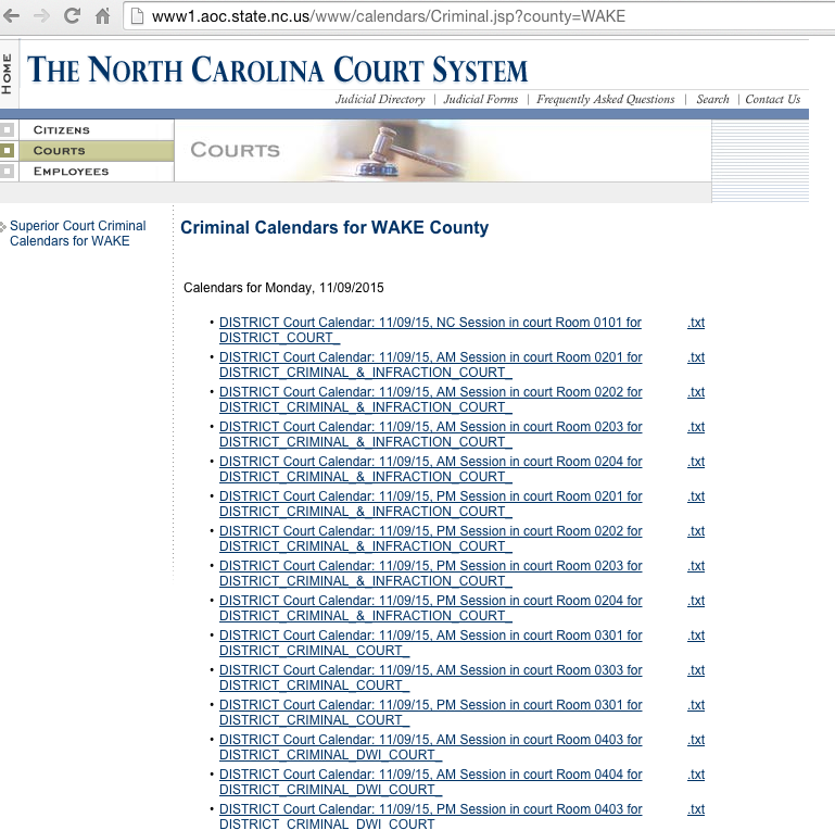 NC Court Calendars: District & Superior Court Schedules