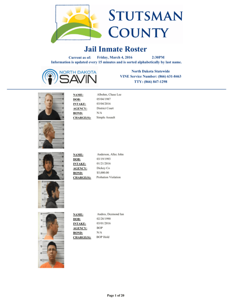 Stutsman County Inmate Roster: Your Comprehensive Guide