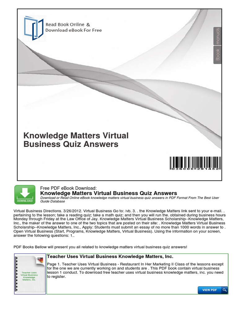 Unlocking Success: Knowledge Matters Virtual Business Simulation Answers